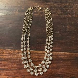 Goldtone 3 row crystal cz necklace